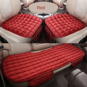 Подушка для автомобильного сиденья, не требующая привязки, нескользящая передняя брошюра + заднее сиденье без спинки, зимняя плюшевая подушка для сиденья
