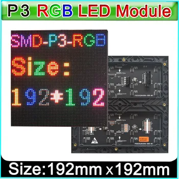 Полноцветные светодиодные панели Дисплея P3 64x64 192x192 мм, SMD 3 В 1 RGB LED Модуле, Видеостена для помещений, светодиодный телевизор