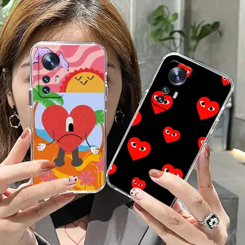 Прозрачный Чехол Для телефона Xiaomi 13 12 12X11 11T 10 10S 9SE 9 8 6X6 Чехол Funda Coque Capa Shell Cover Роскошное Красное Сердце