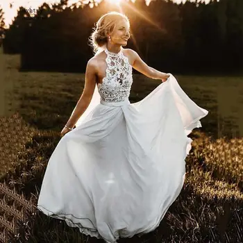 Простое Сексуальное Бело-Розовое Короткое Свадебное платье 2023, Кружевные аппликации, Шифоновые свадебные платья на заказ, Vestido De Novia