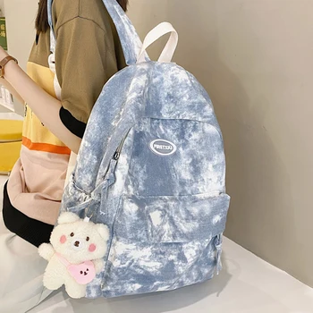 Простой дизайн окрашивания, Женский рюкзак, Кавайная нейлоновая сумка для книг, женский школьный рюкзак Mochila для девочек-подростков, дорожный рюкзак