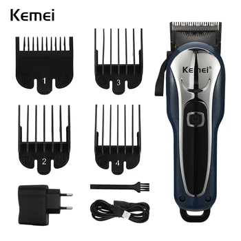 Профессиональный триммер для волос Kemei, Парикмахерская машинка для стрижки волос для мужчин, Беспроводная Электрическая машинка для стрижки волос с ЖК-дисплеем, зарядка через USB