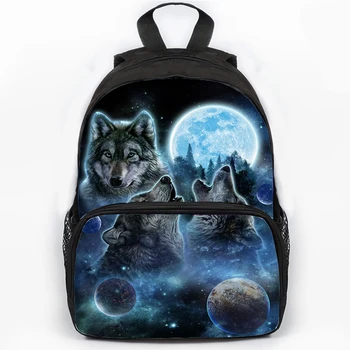 Рюкзак с тремя волками и полной Луной для девочек-подростков, студенческая сумка для книг, Воющий Волк, 3D принт, школьные сумки, мужские Большие рюкзаки