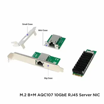 Сетевая карта 10 ГБ B + M Ключ M.2 к RJ45 Gigabit Ethernet Сетевой адаптер 10G/2.5G/1000M Интернет-карта NIC Lan Чипы Marvell AQC107