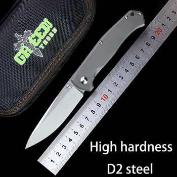 Складной Нож Из Стали Высокой Твердости D2 с Зеленым Шипом, Вращающийся Нож Для Крыс, Титановый Нож EDC, Инструменты Для Выживания в Кемпинге