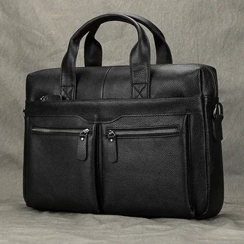 Сумка для ноутбука для мужчин, водонепроницаемый кожаный портфель для мужчин, Мужской деловой компьютер из натуральной кожи, Компьютерные сумки, Рабочие сумки 14 